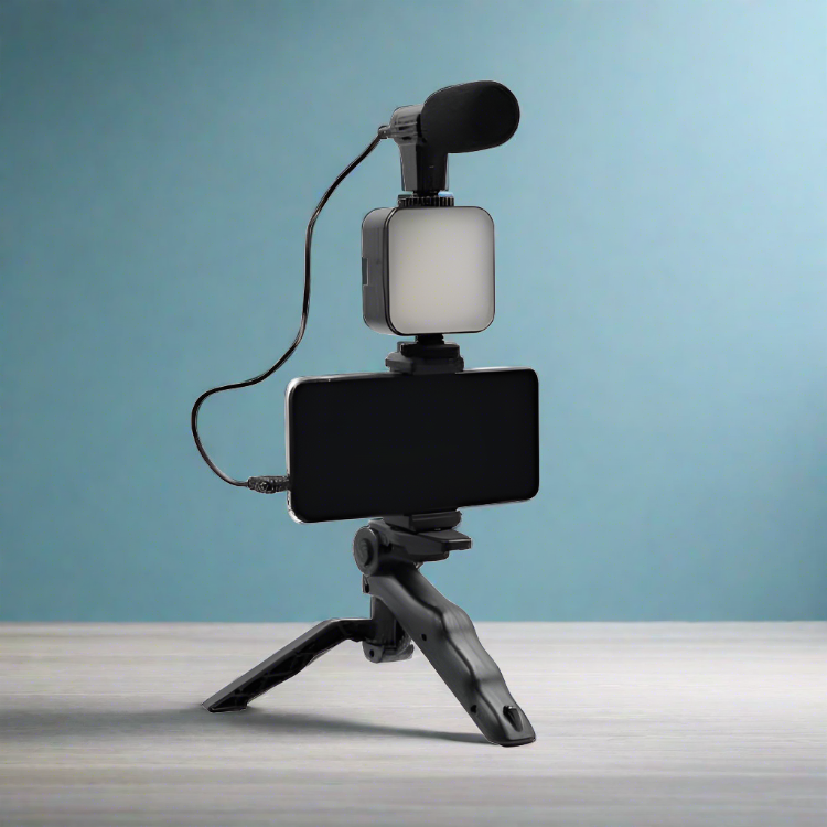 "Professional Smartphone Video Kit with Lighting, Microphone, and Tripod for Photography and Recording