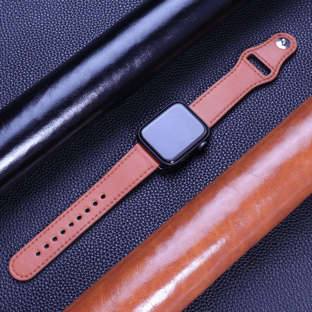 Leather band For Apple watch Ultra 49mm 44mm 40mm 38mm/42mm wrist bracelet 45/44 mm strap iWatch series 8 7 3 4 5 6 se 41mm/45mm - Luafo