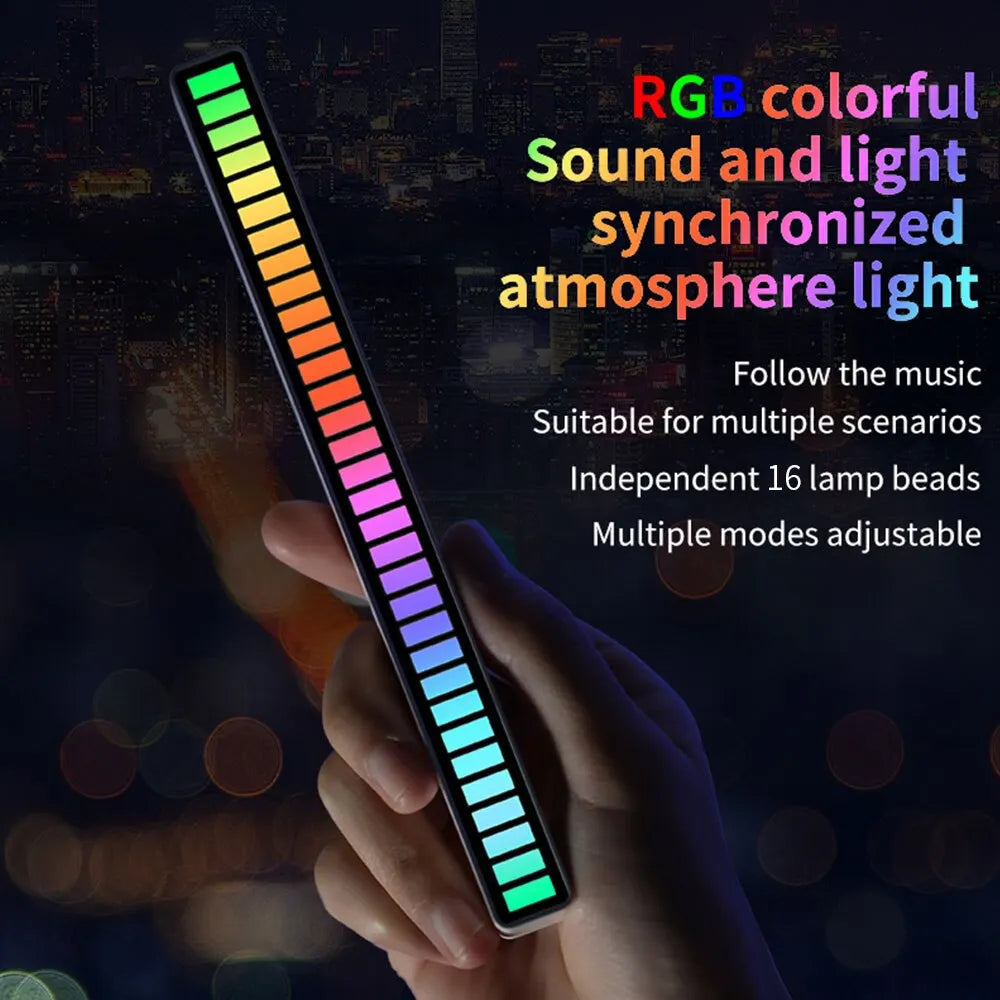 16 LEDS RGB LED Light Bar App Control Desktop Background Atmosphere Light Music Sync TV Wall Computer Game Bedroom Night Light - Luafo