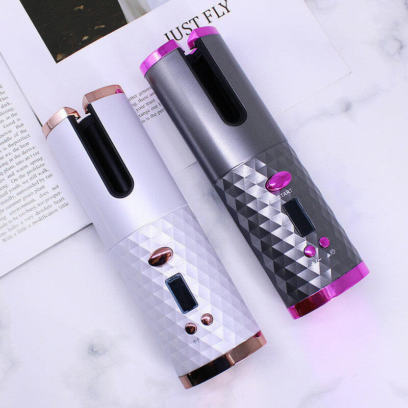 Rechargeable Automatic Hair Curler with LCD Display and Ceramic Rotating Technology - Portable Hair Styling Tool for Women